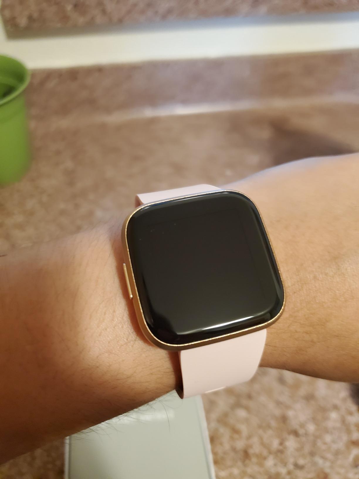 Fitbit Versa 2 Health and Fitness Smartwatch with Heart Rate, Music, Alexa Built-in, Sleep and Swim Tracking, Bordeaux/Copper Rose, One Size (S and L Bands Included) customer photo 1