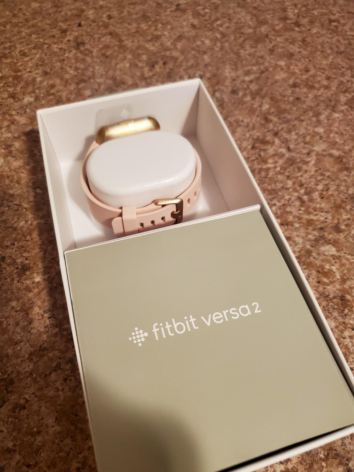 Fitbit Versa 2 Health and Fitness Smartwatch with Heart Rate, Music, Alexa Built-in, Sleep and Swim Tracking, Bordeaux/Copper Rose, One Size (S and L Bands Included) customer photo 2