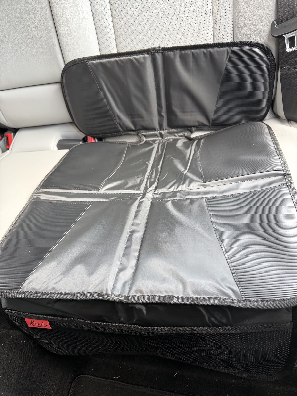 Kaiphy Car Seat Protector - Seat Protection Mat - Thick Padding - Durable, Waterproof Fabric, Leather Reinforced Corners & 3 Pockets for Handy Storage Black customer photo 2