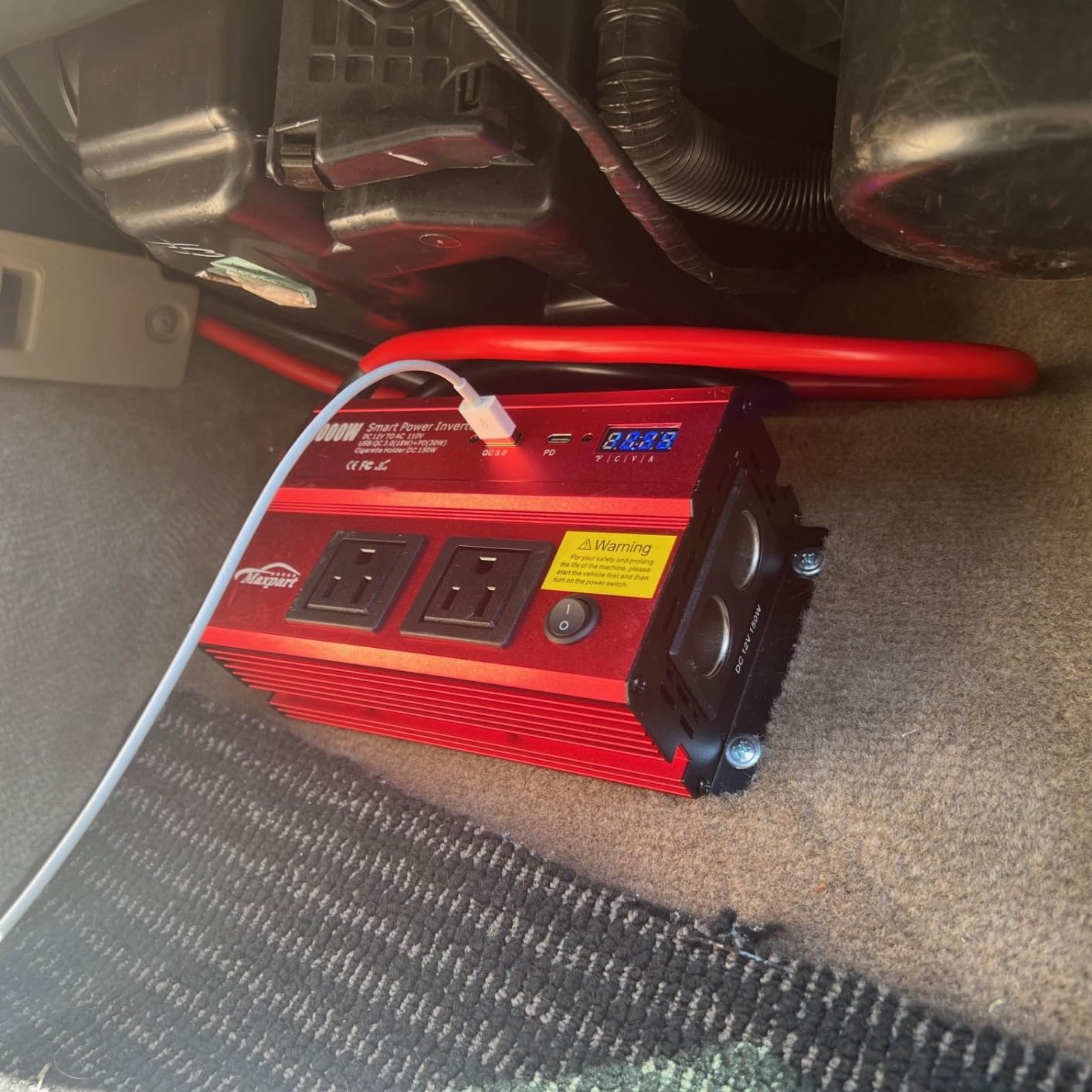 TWING Car 1000W Inverter 12V DC to 110V AC Power Inverters for Vehicles Portable Vehicle Charger for Trucks, Dual AC Outlets 3.0A USB and Type-C, 12 Volt Inverter Car Cigarette Lighter Battery customer photo 1