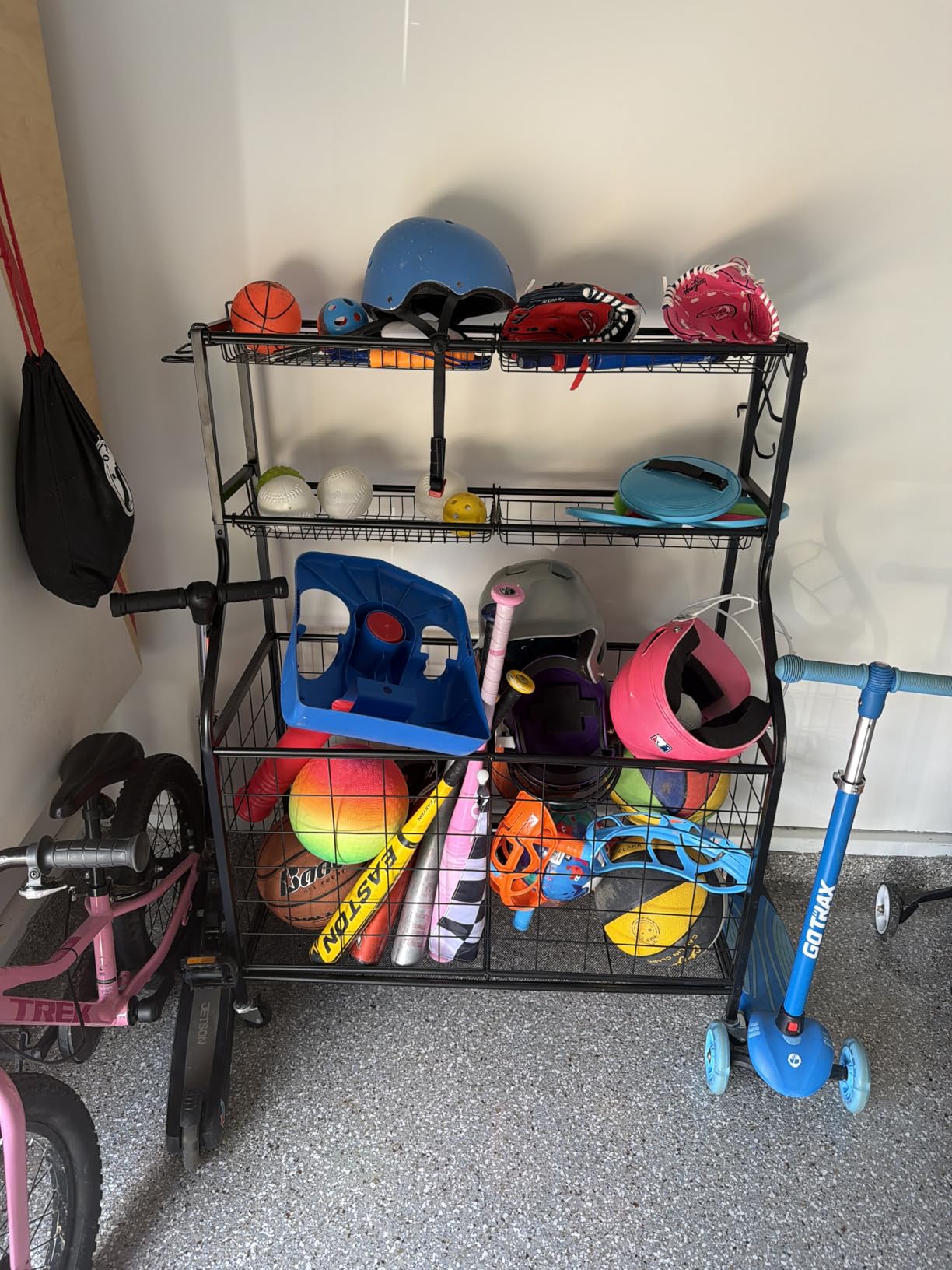 Kinghouse Sport Equipment Organizer for Garage, Steel Basketball Rack with Bat Holder and Hooks, Easy Assembly Storage for Balls, Kids' Toys, Workout Gear, Home Gym, Outdoor customer photo 2