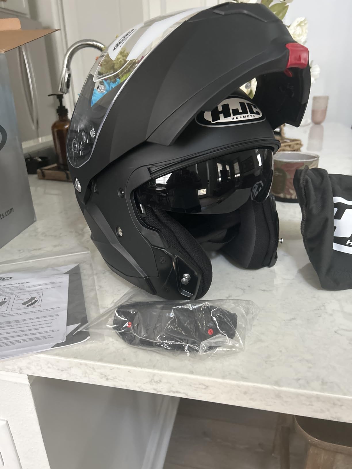 HJC C91 Solid Modular Motorcycle Helmet with HJ-17 Pinlock Shield, DOT Approved (Semi Flat Titanium, Large) customer photo 2