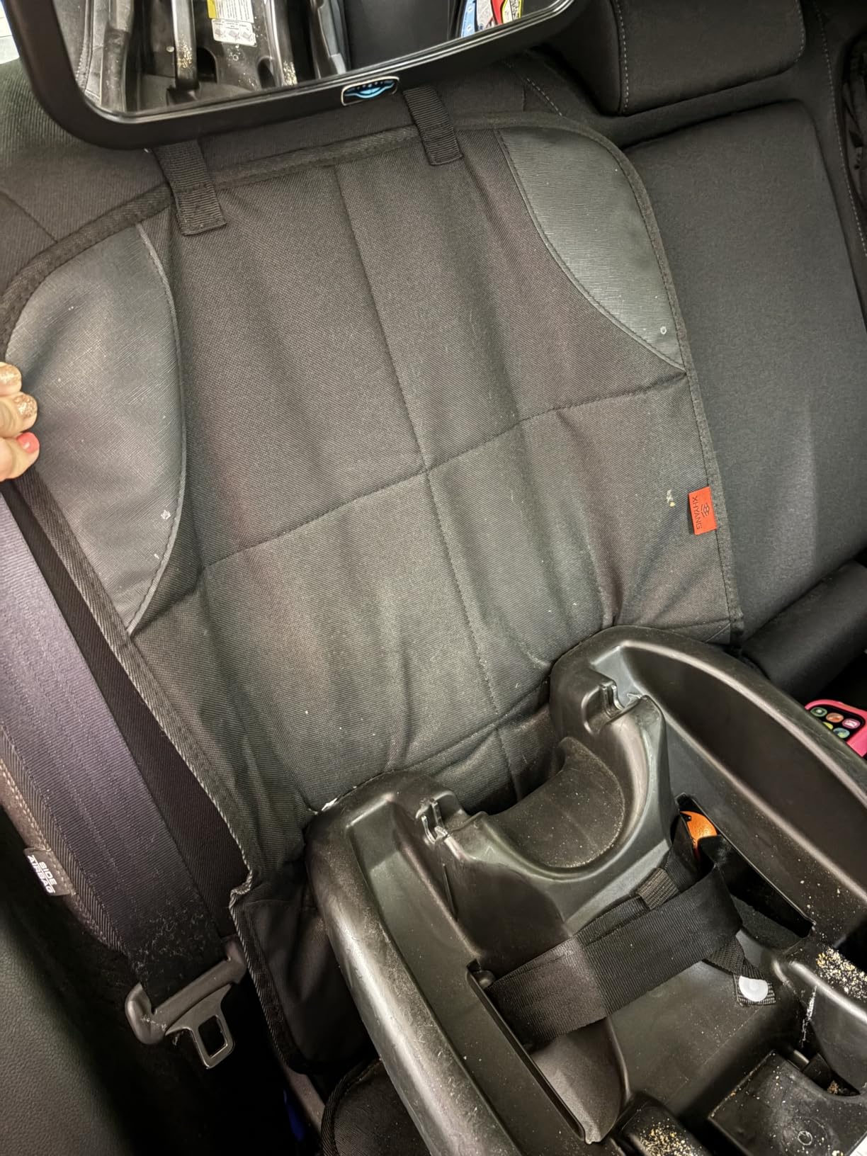 XHYANG Car Seat Protector 1 Pack Car Seat Cushion Mat Thickest Padding,Waterproof 600D Fabric Car Seat Covers for Non-Slip Backing Mesh Pockets for Baby and Pet (Black, 1 Pc) customer photo 1