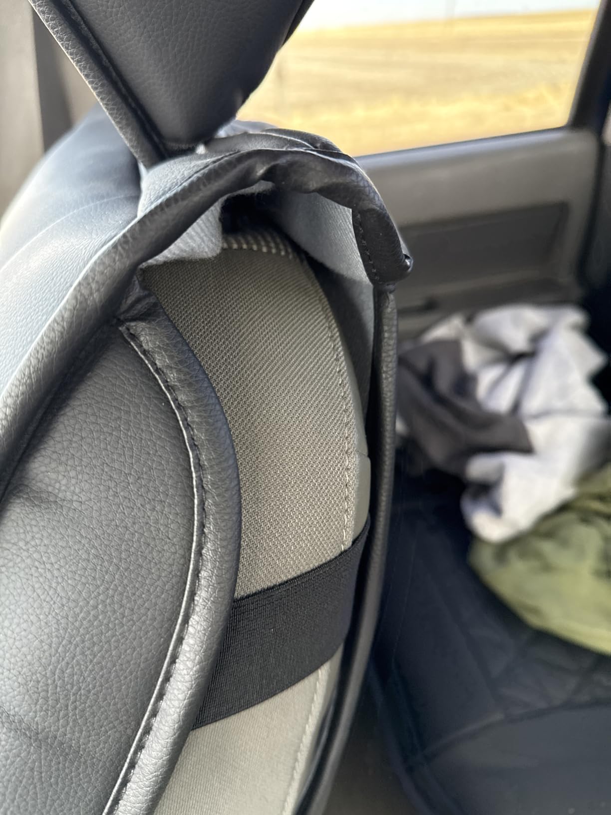 Coverado Ram Seat Covers Full Set, Waterproof Ram 1500 Seat Cover Compatible with 2002-2026 Dodge RAM 1500 2500 3500 Crew Quad Cab with Curved Bench, Black customer photo 1