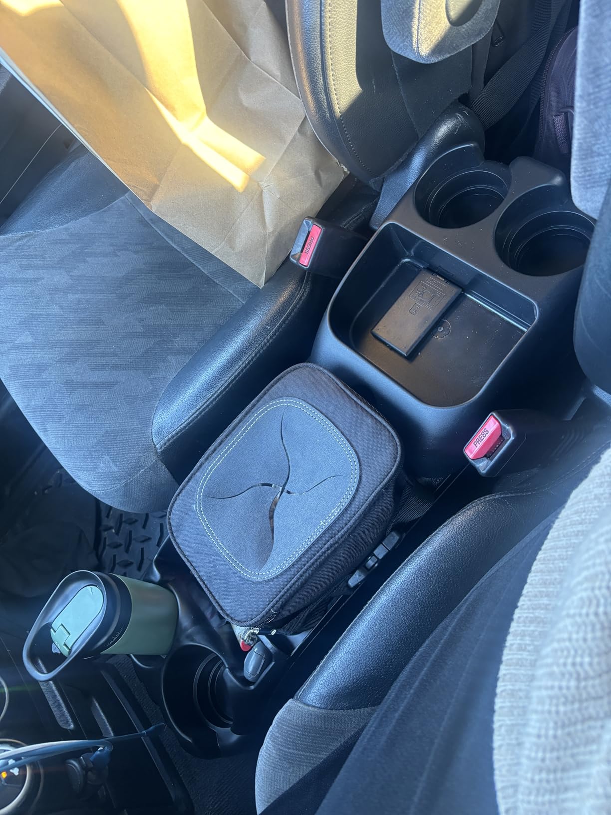 Moblorg Center Console for Minivans, SUVs, Middle Van Console, Extra Cup Holders, Large Storage, 27