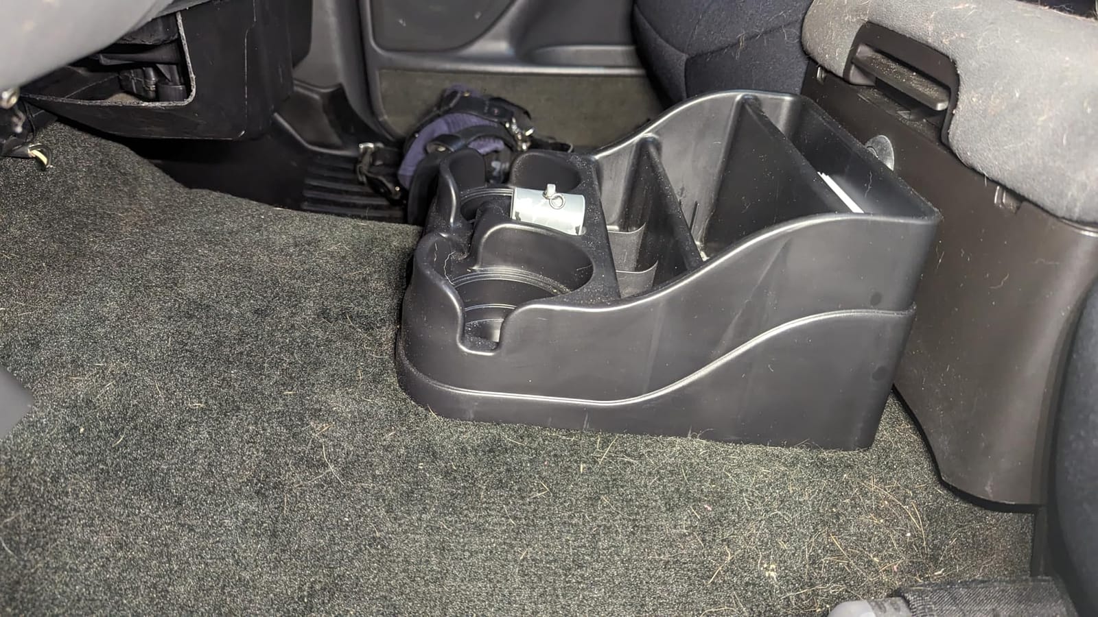 Moblorg Small Center Console for Cars, Trucks, Minivans, SUVs, Vehicle Organizer, Cup Holders, Recycled Plastic, Made in USA (Black) customer photo 1