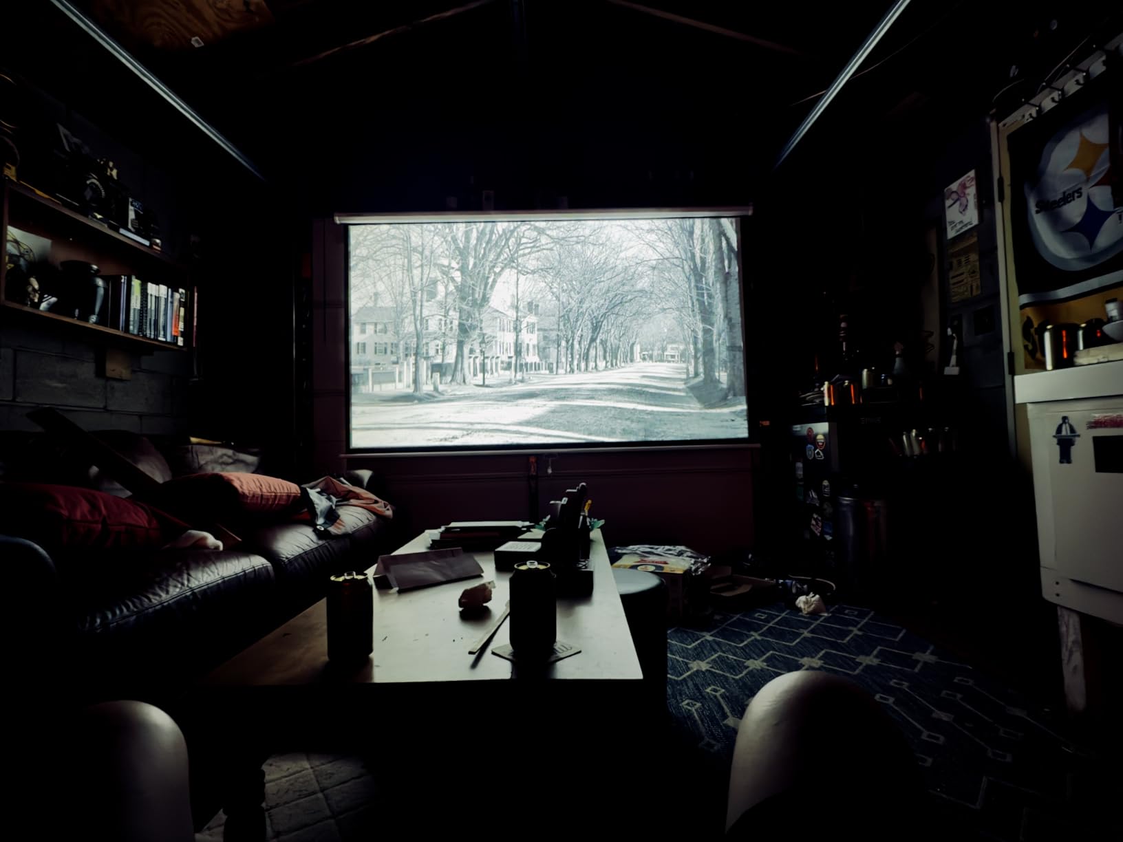 VIVOHOME 120 Inch 1:1 Pull Down Projector Screen, Black customer photo 1