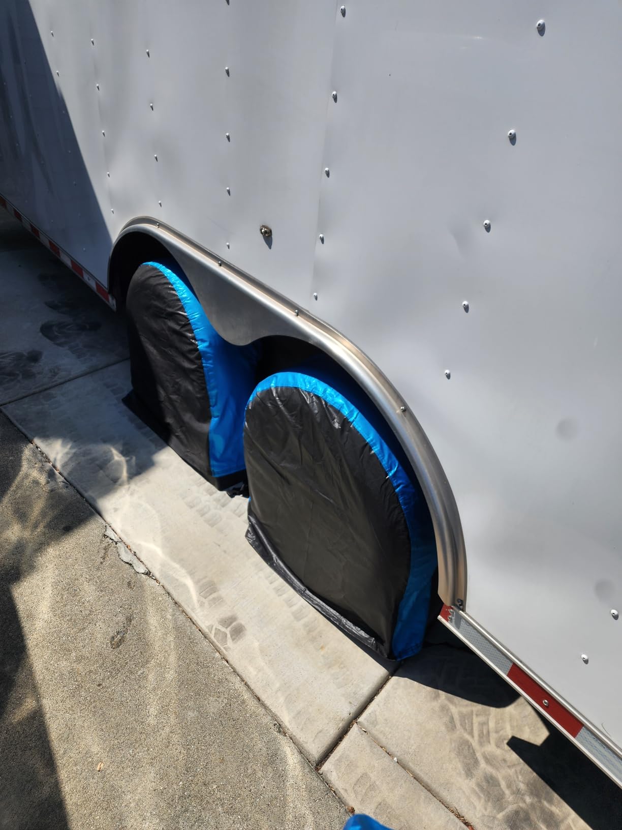 MORNYRAY Tire Covers 4 Pack,Waterproof Anti-UV Snow Sun Rain Tire Covers for RV,Truck, SUV, Trailer, Camper. customer photo 2