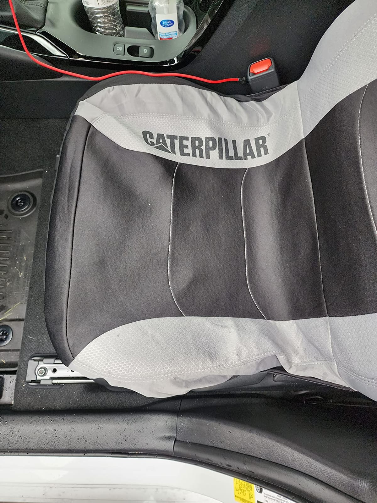 Caterpillar Flexfit Automotive Seat Covers for Cars Trucks and SUVs (Set of 2) – Black Seat Covers for Front Seats, Seat Protectors with Gray Honeycomb Trim, Auto Interior Covers customer photo 1