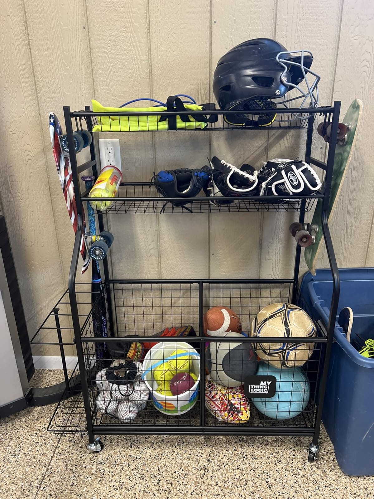 Mythinglogic Rolling Sports Equipment Organizer for Garage Gear and Toys customer photo 1