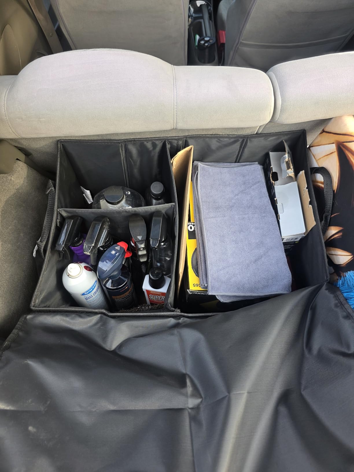 Oasser Car Trunk Organizer with Foldable Soft Lid, 55L 3 Compartments Black customer photo 2