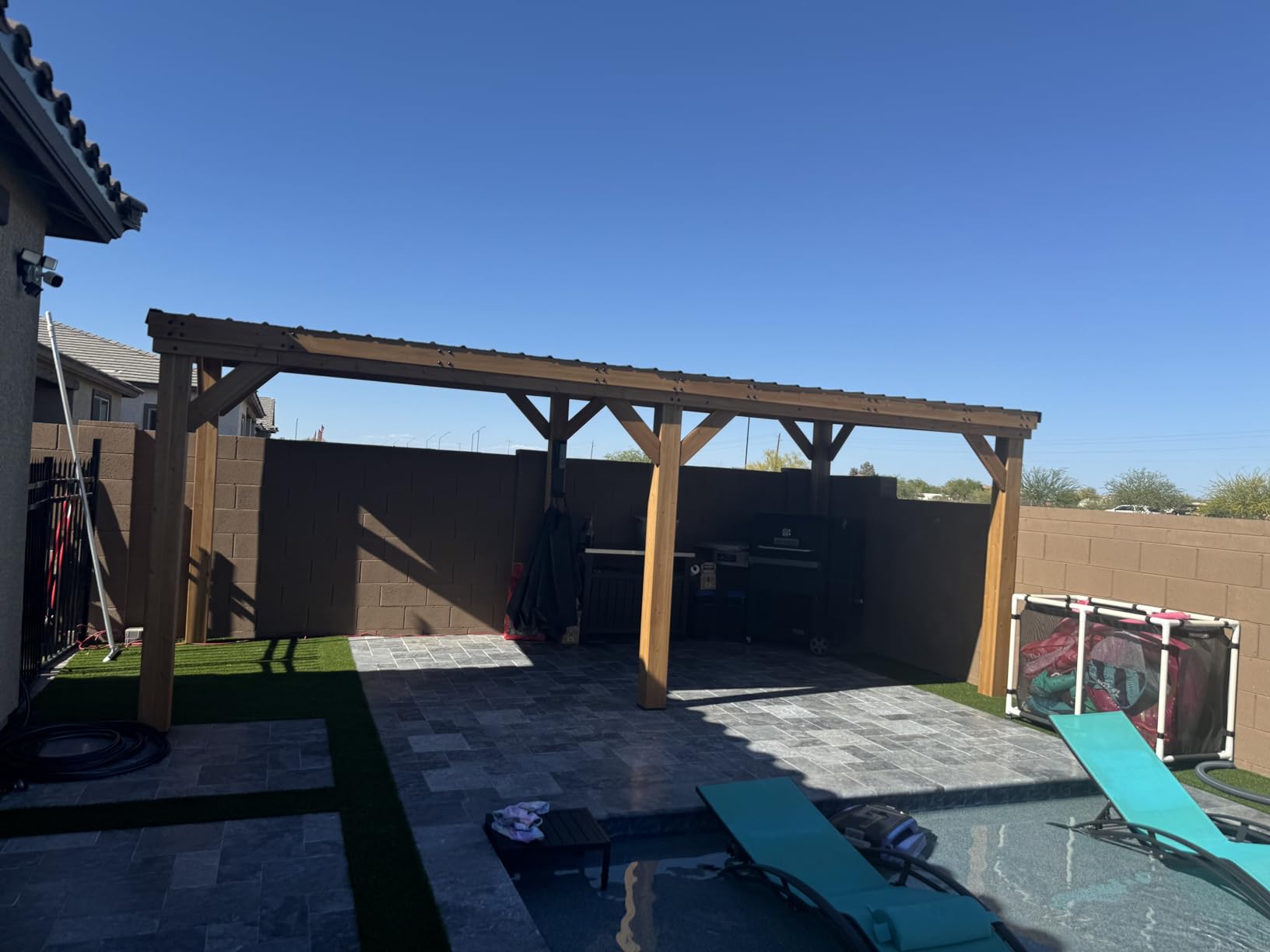 Backyard Discovery Arcadia 12' x 9.5' Cedar Wood Outdoor Gazebo Pavilion with Hardtop Galvanized Steel Slope Roof, Snow Support, Wind Resistance, PowerPort, Shade for Garden, Patio, Deck, Entertaining customer photo 1