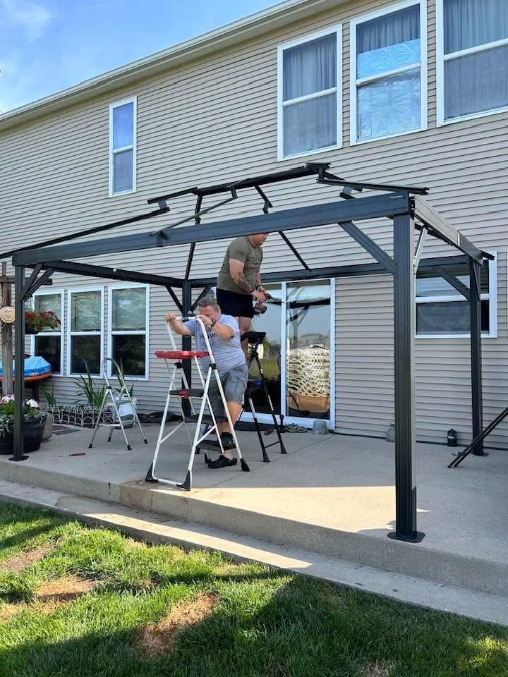 Domi 10' x 14' Hardtop Gazebo Permanent Metal Gazebo with Galvanized Steel Double Roof, Curtains and Netting for Outdoor Dining, Party, Patio, Backyard, Grey customer photo 2