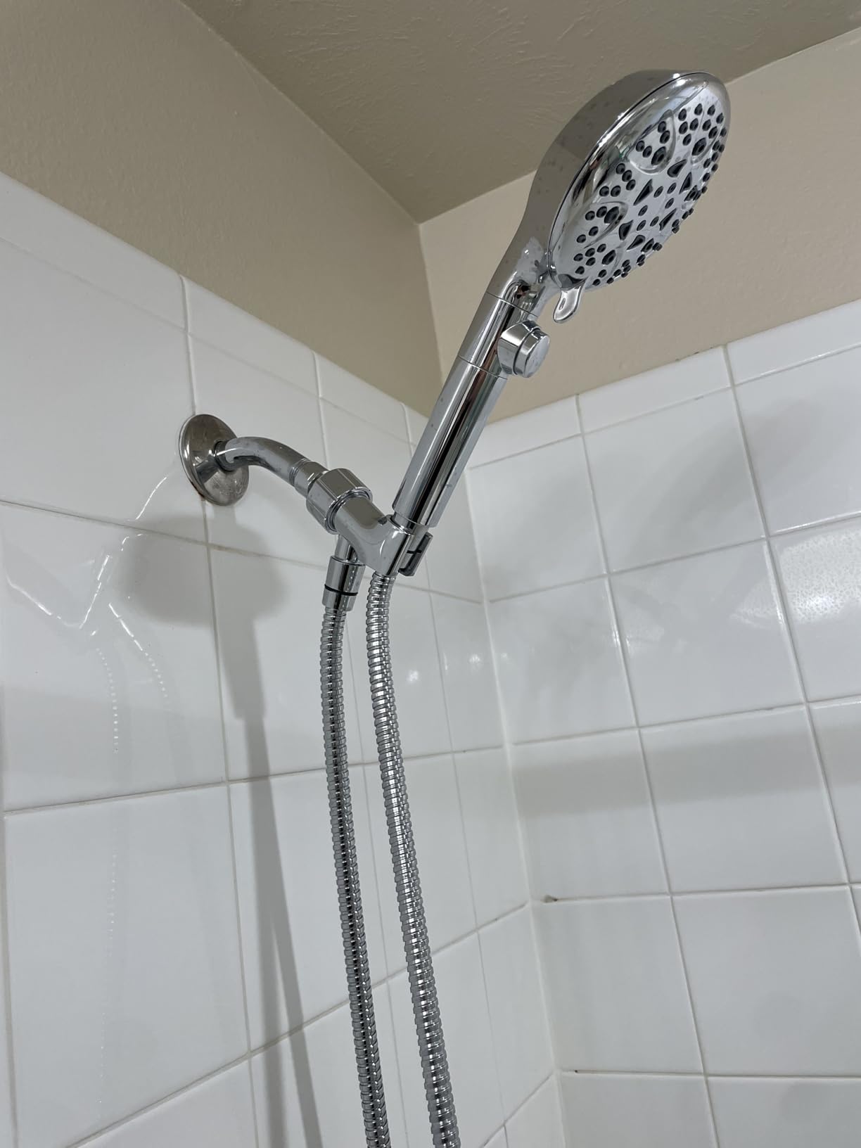 GwernKB Handheld Shower Head with On Off Switch 8-Mode High Pressure Showerhead with 79 Inches Extra-long Stainless Steel Hose and Bracket PLUS Extra Low-Reach Adhesive Wall Mount for Kids,Silver… customer photo 2