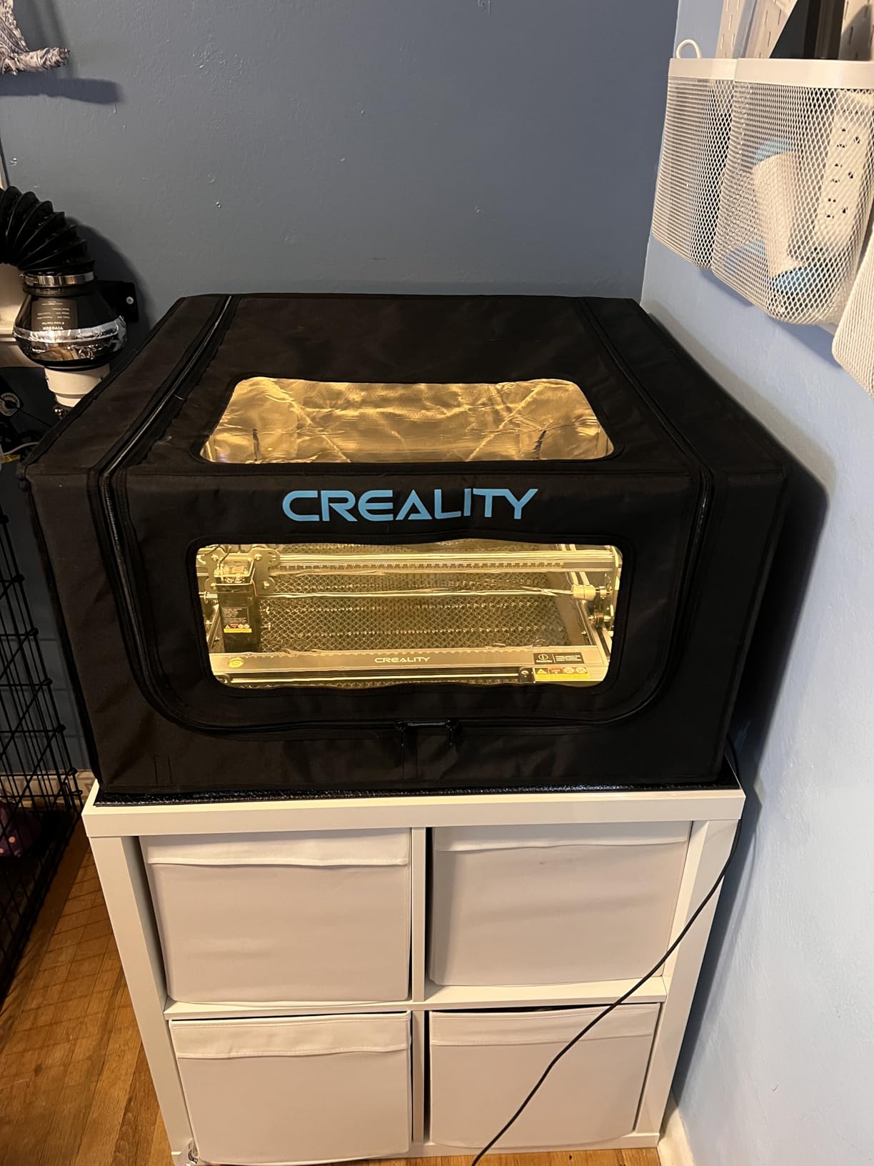 Creality Laser Engraver Enclosure, Isolate Smoke Laser Cutting Machine Protective Cover, Against Odor and Noise Enclosure with Vent for Creality, xTool and Other Laser Engraver, 27.5x28.3x15.7 inch customer photo 2