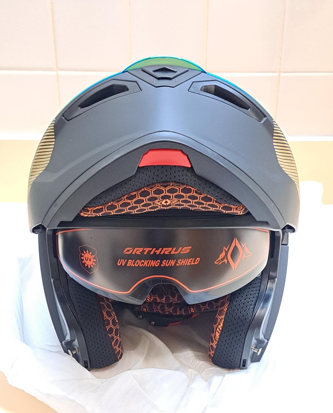 Orthrus Modular Motorcycle Helmet w/ LED Lights, Full Face Helmet for Adult customer photo 2