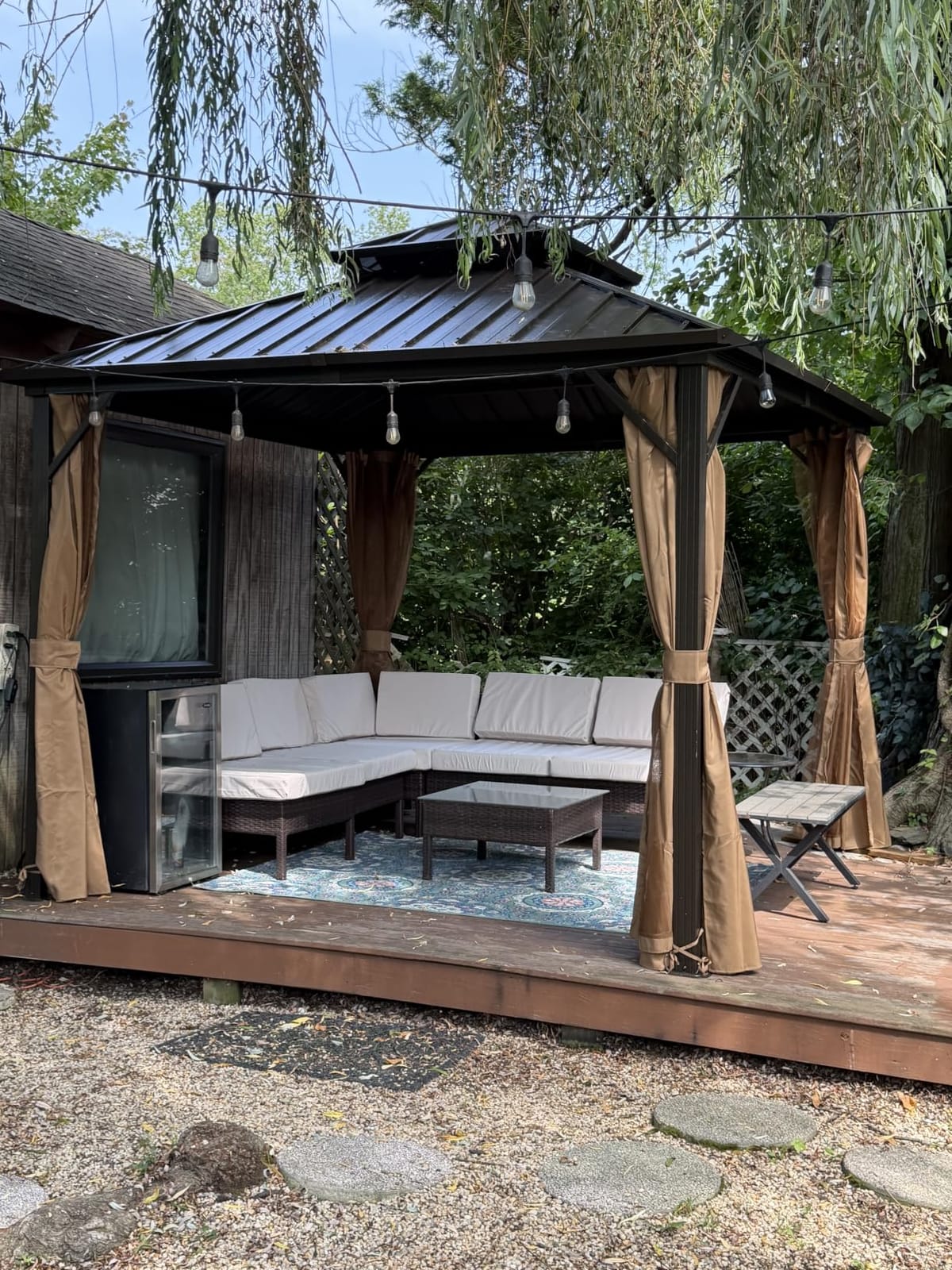 12x12 ft Hardtop Gazebo, Galvanized Steel Double Roof Metal Gazebo, Brown customer photo 2