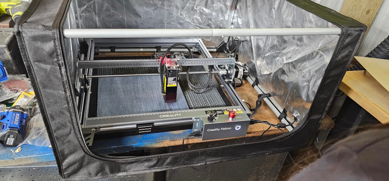Creality Enclousre for Laser Engraver,Laser Engraving Machine Protective Cover with Eye Protection, Insulates Against Fumes and Odors for Cutter Machine customer photo 1