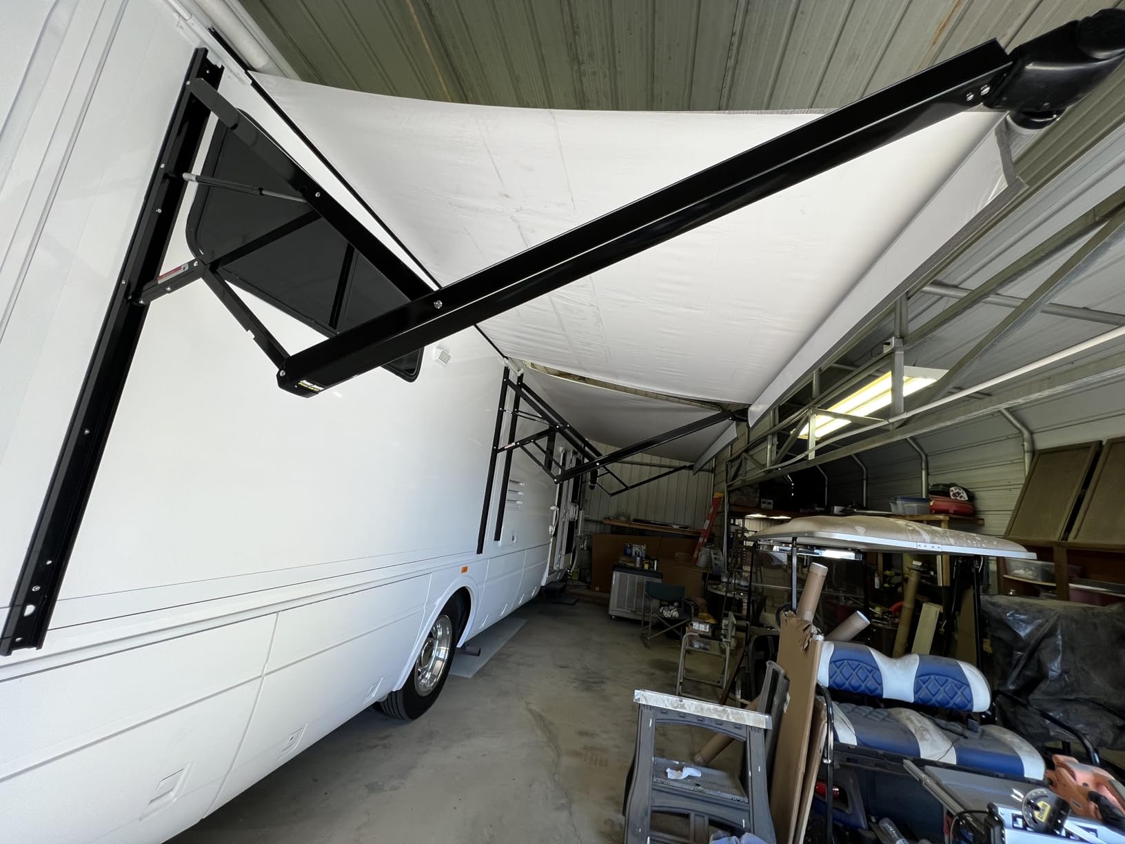 Black Electric Power RV Awning Frame and Fabric Assemblies Full Set for RV,5th Wheel,Travel Trailers,Toy Haulers,and Motorhome RV Trailer Awning for Home or Camper (15Feet, Black Solid) customer photo 1