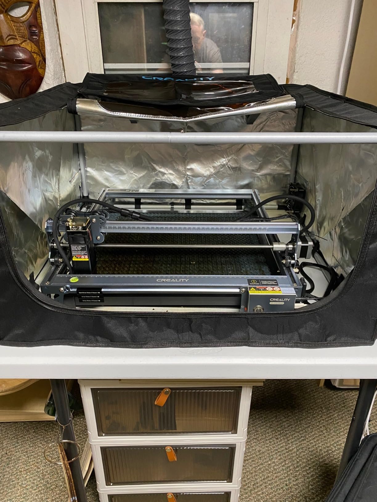 Creality Laser Engraver Enclosure 2.0, Universal Laser Engraver Protective Cover Tent, Fits for Most Laser Engraver Machine, Eye Protection, Insulates Against Noise, Fumes and Odors, 720x720x400mm customer photo 1