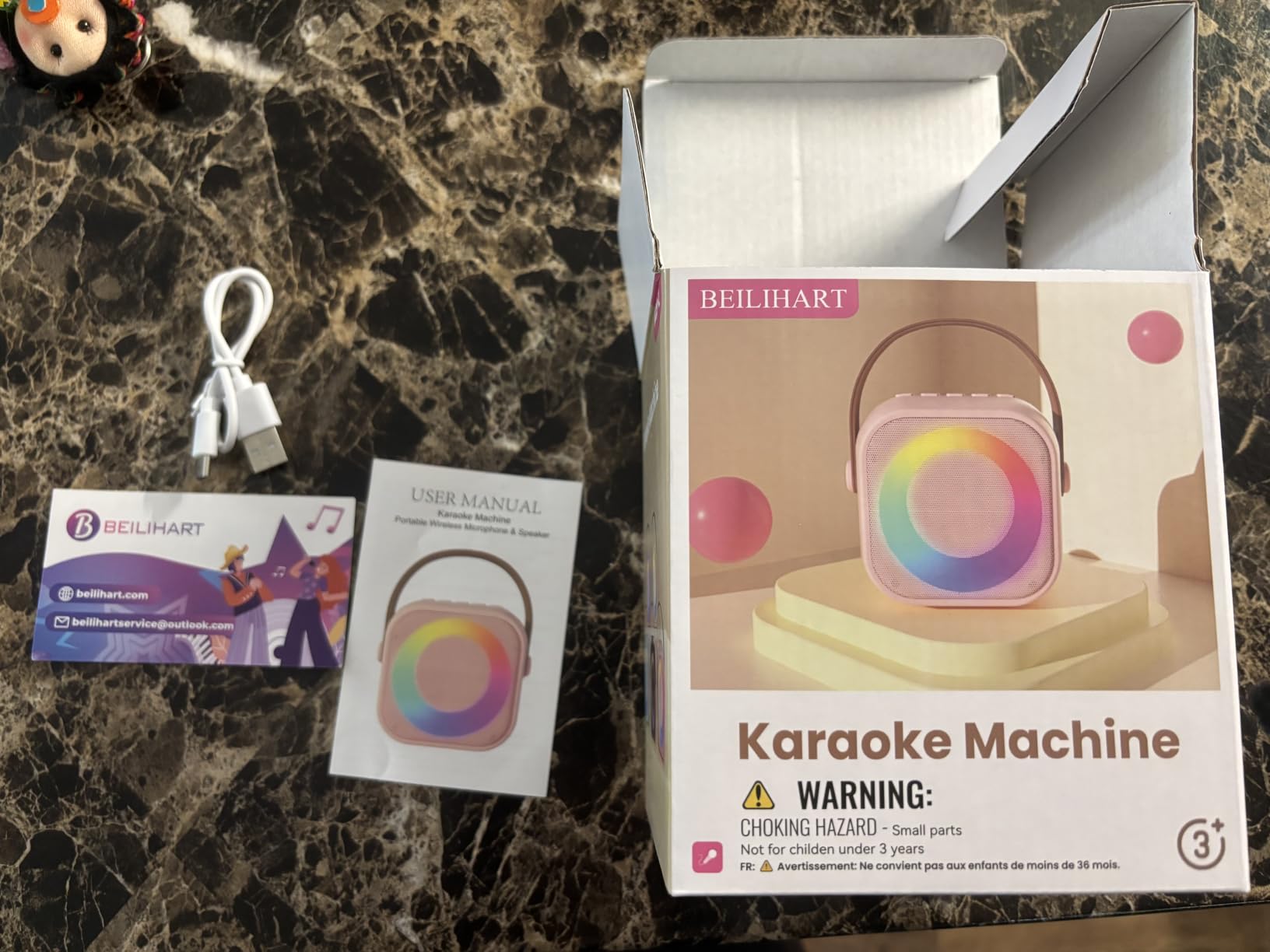 Mini Karaoke Machine,Portable Bluetooth Speaker with 2 Wireless Microphones customer photo 2