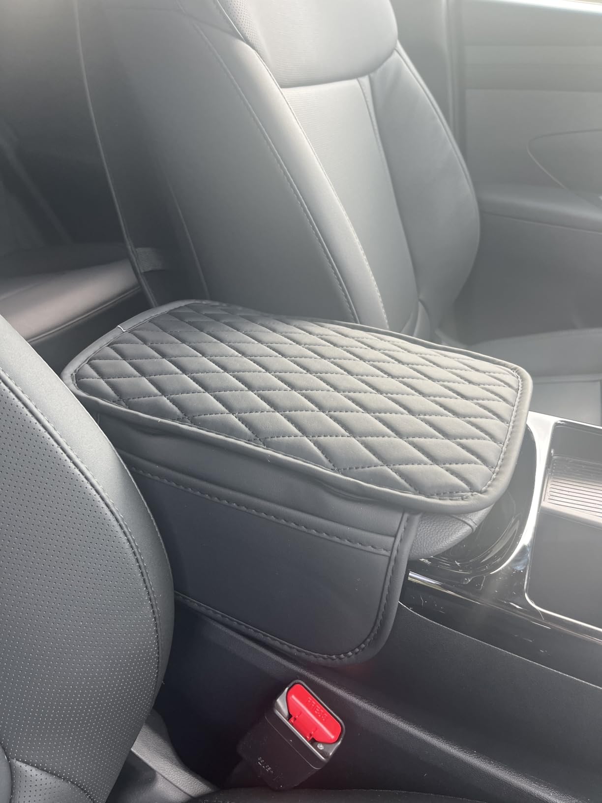 Stacool Upgraded Car Center Console Cover,Microfiber Leather Car Armrest Cover Cushion with 2 Storage Bags,Universal Car Armrest Storage Box (Black) customer photo 1