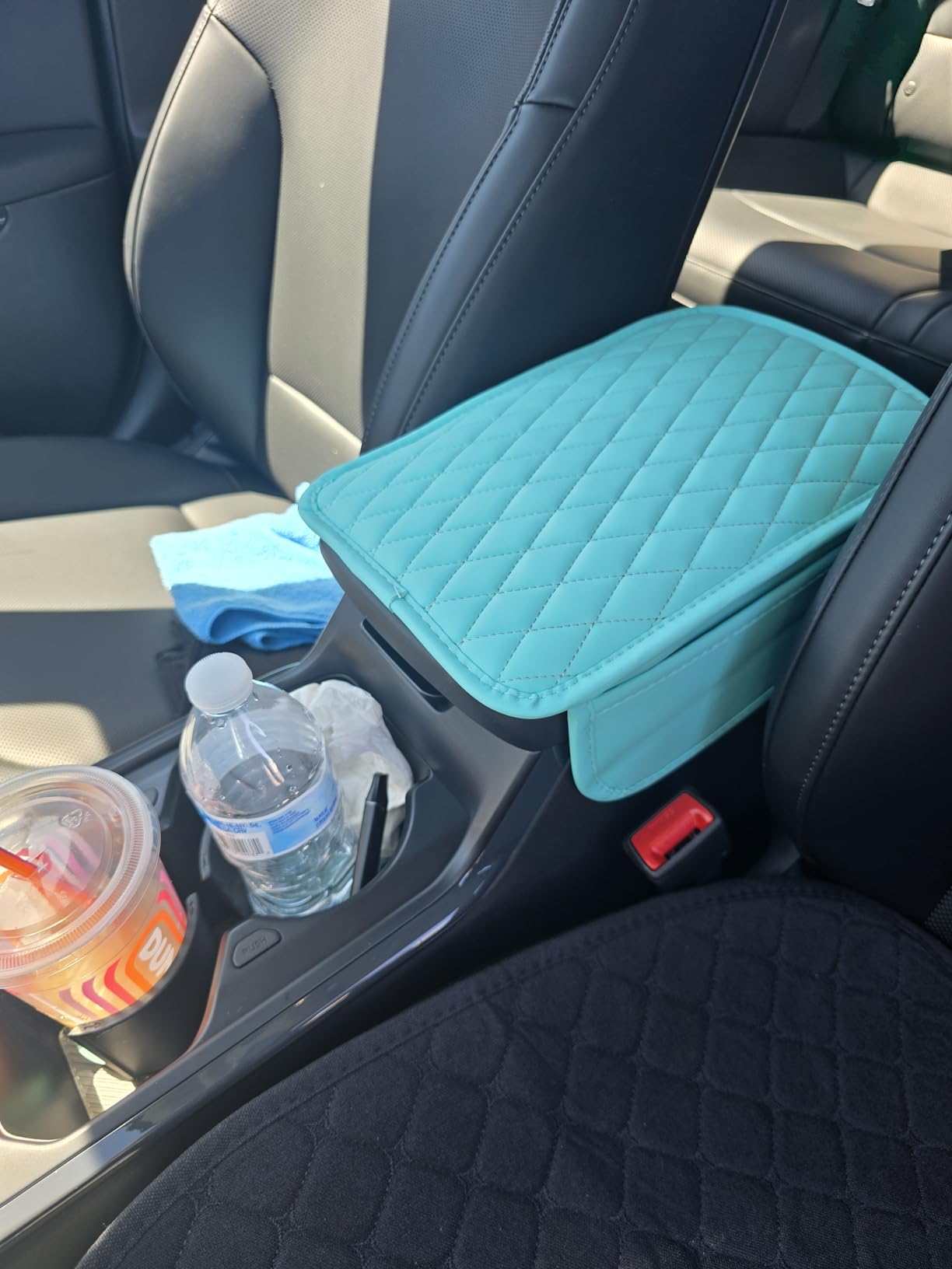 Stacool Upgraded Car Center Console Cover,Microfiber Leather Car Armrest Cover Cushion with 2 Storage Bags,Universal Car Armrest Storage Box (Black) customer photo 2