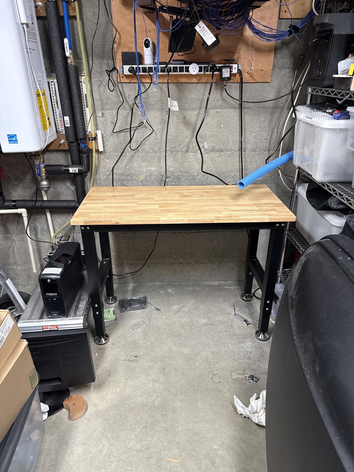 ENJOYWOOD Work Bench 41 Inch Workbench for Garage Adjustable Height Heavy Duty Work Table Rubberwood Tabletop for Cutting Wood Shop Home Office Electronic Woodworking customer photo 2