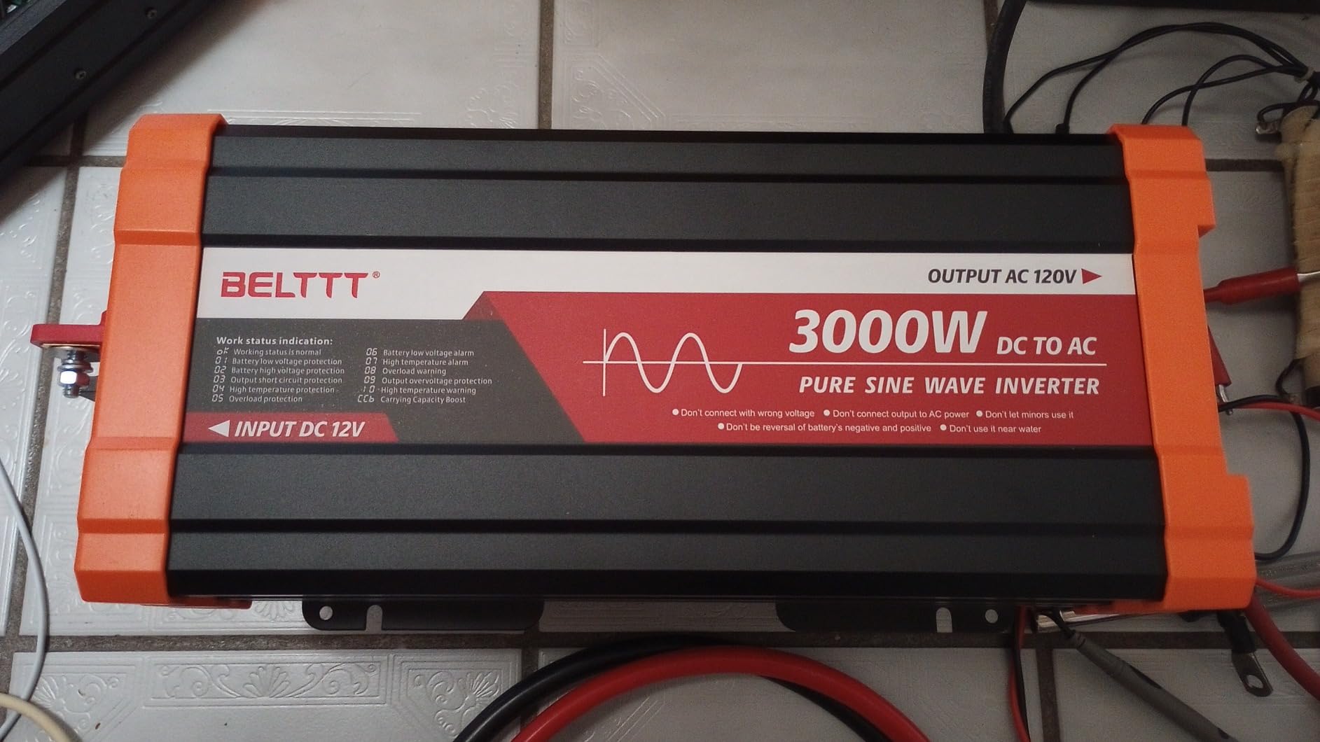BELTTT 3000W Pure Sine Wave Inverter 12V DC to 120V AC, 6000W Peak customer photo 1