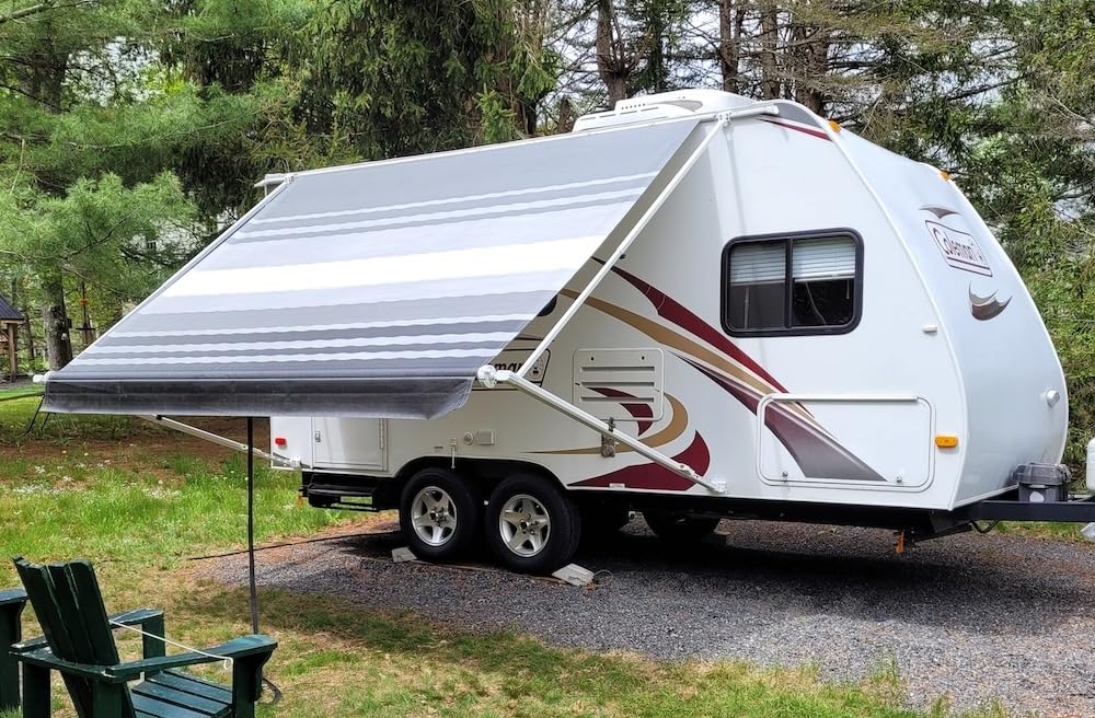 YESCAMP Manual RV Awning Complete Kit Retractable Camper Awning for RV or Trailers RV Roll Out Awning for Camper or 5th Wheel,Travel Trailers,Toy Haulers,Motohome(14Ft,Black Frame,Black Fade) customer photo 2