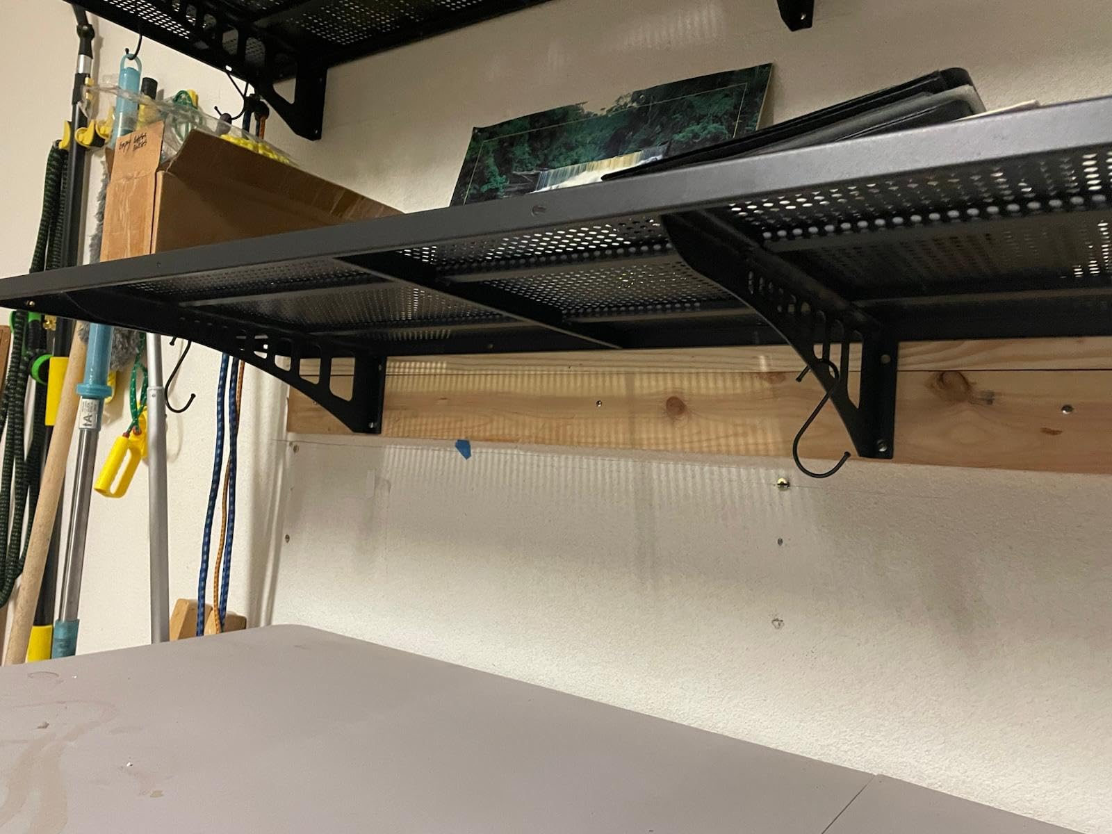 2-Pack 2x3ft Heavy Duty Garage Wall Shelving, 500 lbs Load Capacity, Garage Shelving Wall Mounted, Garage Storage Rack with Hooks, Black customer photo 1