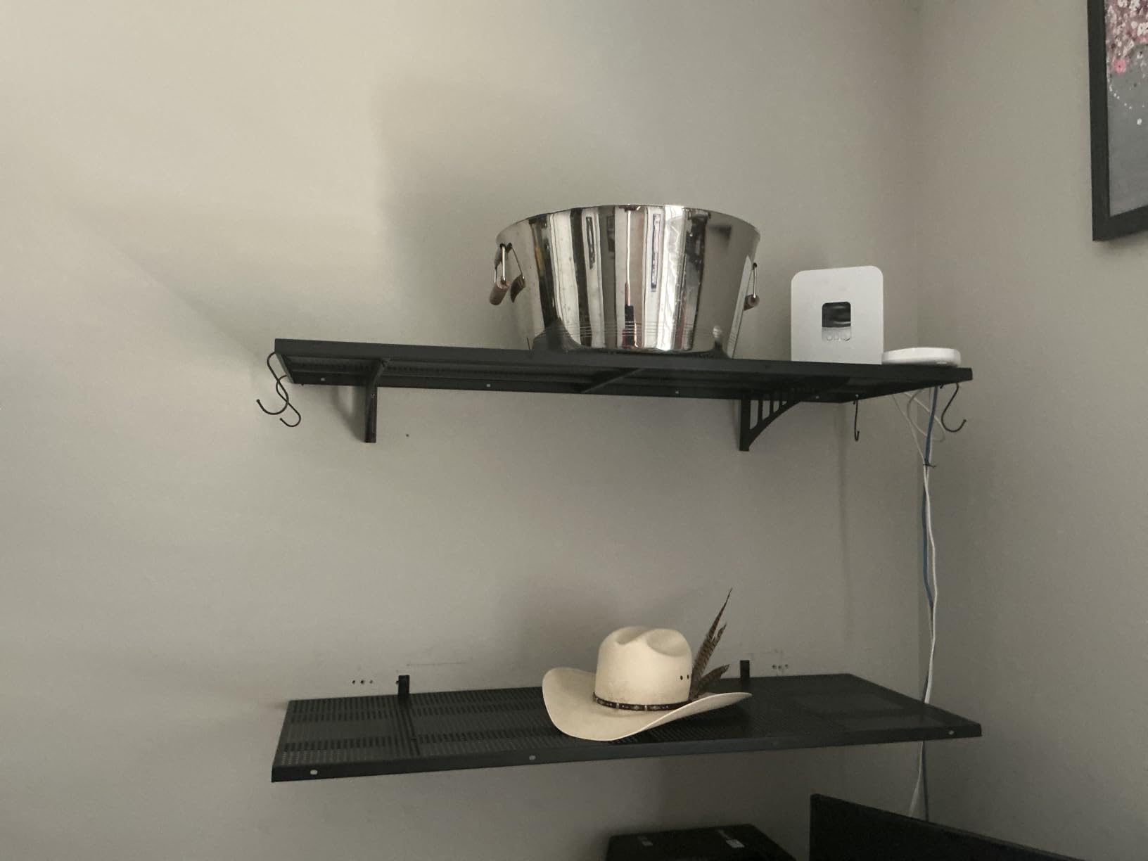 2-Pack 2x3ft Heavy Duty Garage Wall Shelving, 500 lbs Load Capacity, Garage Shelving Wall Mounted, Garage Storage Rack with Hooks, Black customer photo 2