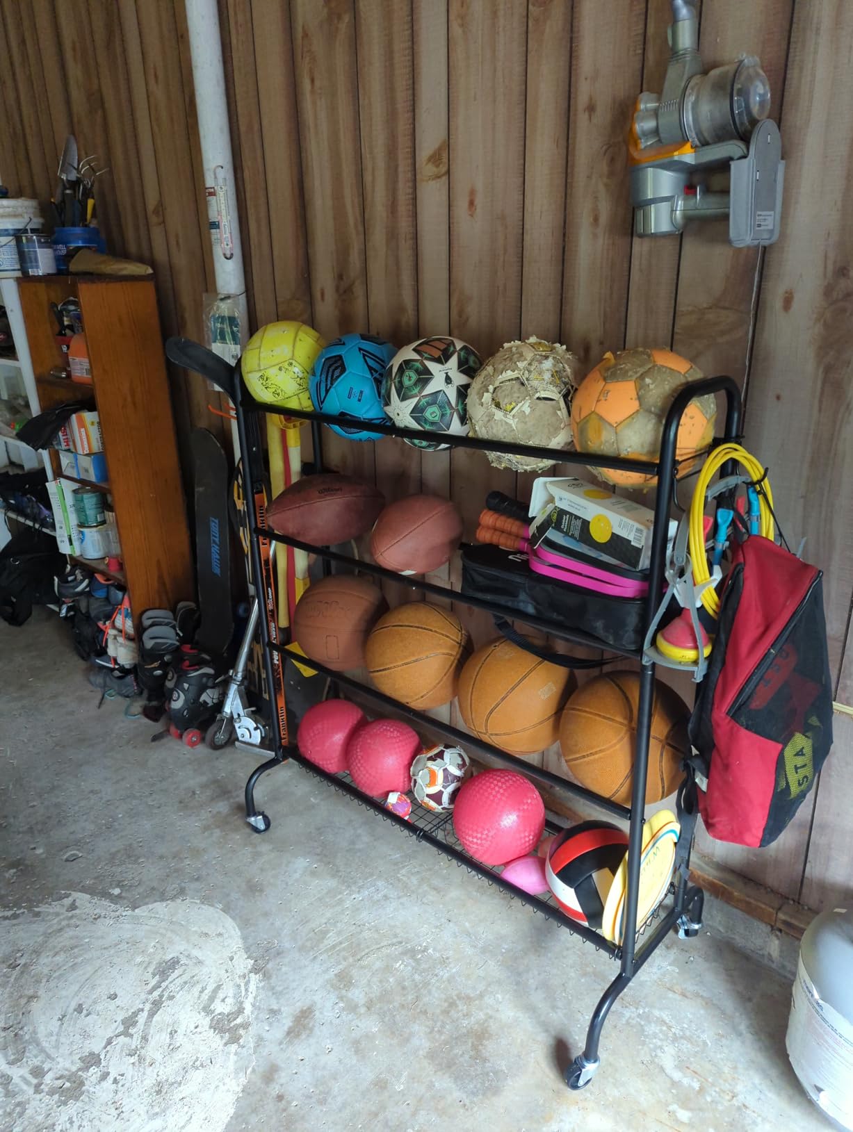 EXTCCT Basketball Rack with Wheels, 3 Tier Garage Ball Storage Organizer customer photo 1