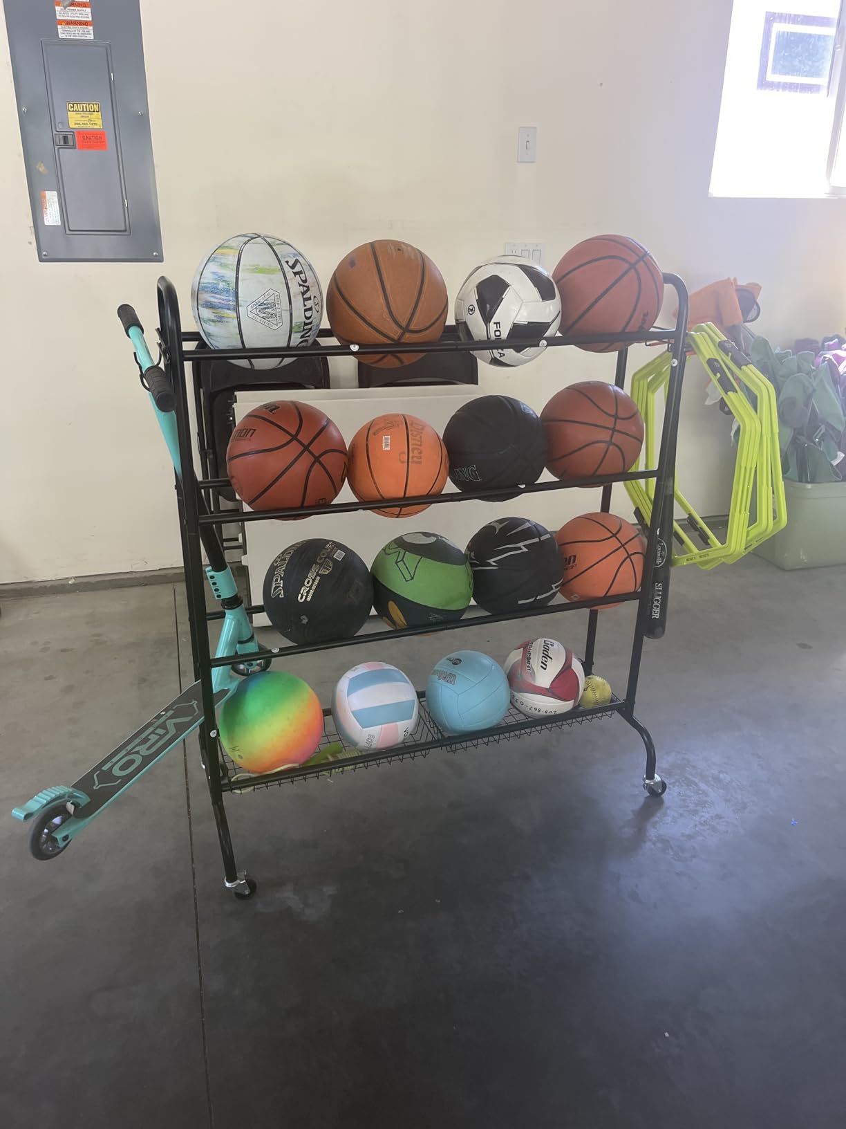 EXTCCT Basketball Rack with Wheels, 3 Tier Garage Ball Storage Organizer customer photo 2