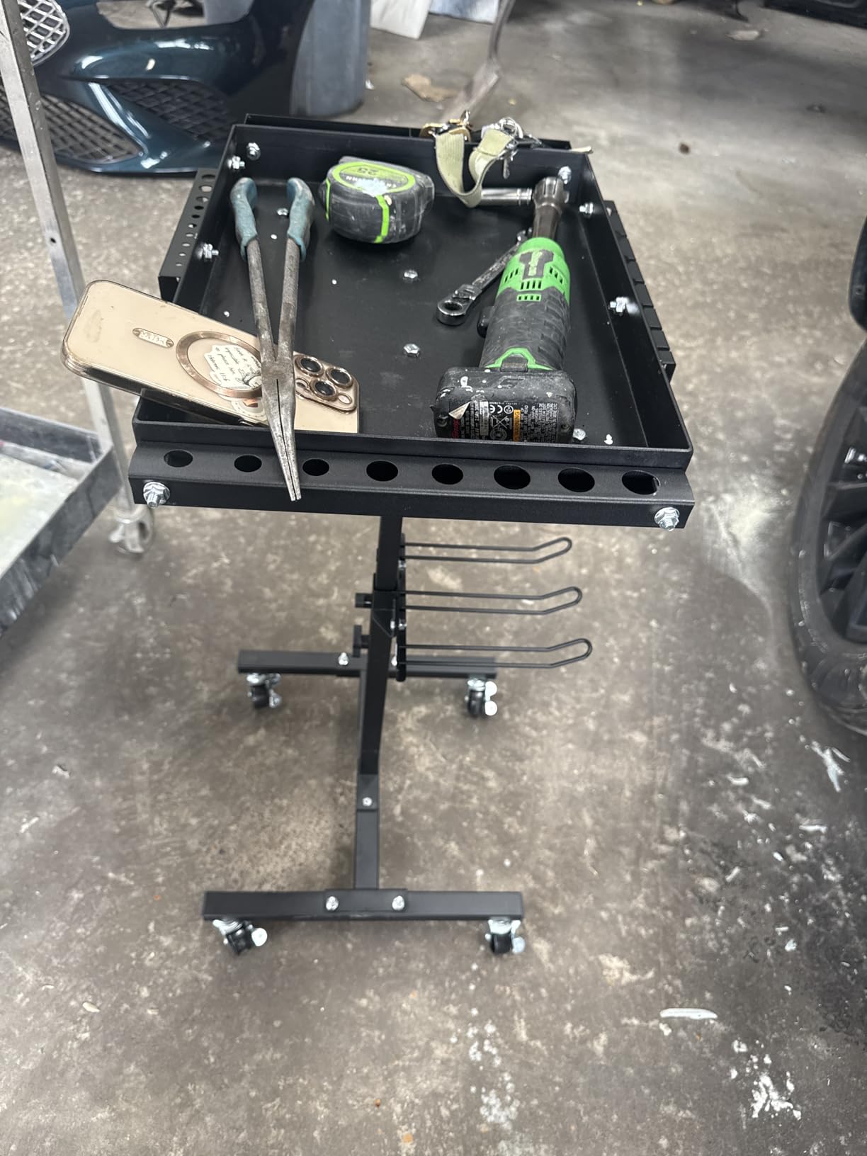 OLBRUS Adjustable Work Table, Mechanic Rolling Tool Tray Table, Black customer photo 1