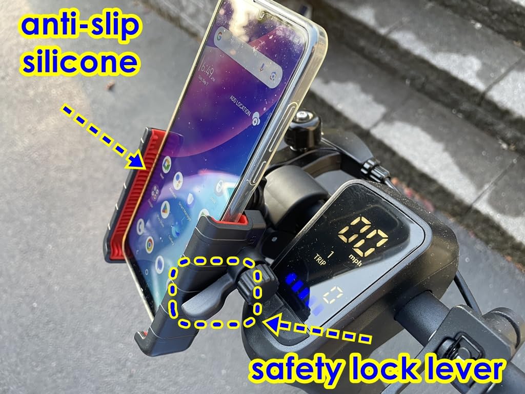 3rd Gen Shockproof Bike Phone Holder, Anti Vibration Motorcycle Phone Mount with Secure Lock, Universal Handlebar Mount for E-Bike, Electric Scooter, Bicycle, ATV, Fits 4.7-7 Inch Phones customer photo 1
