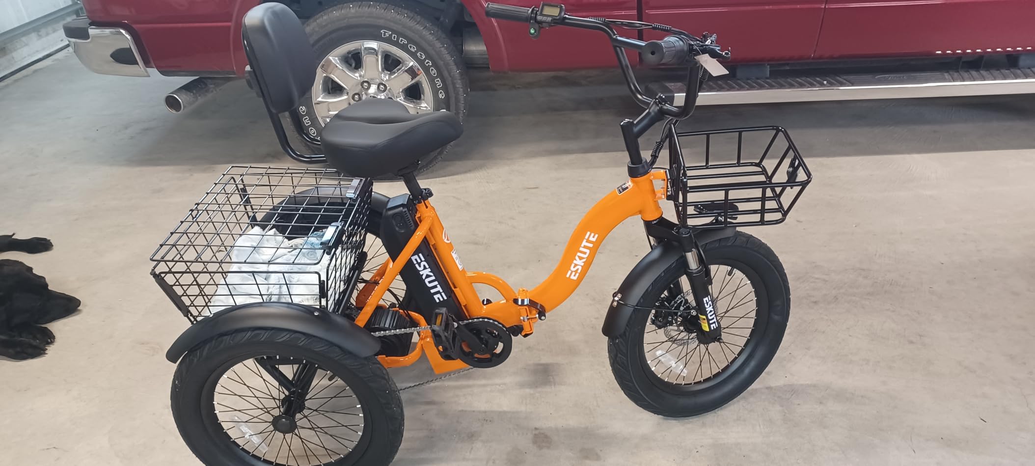 ESKUTE E Trike Electric Bike, Peak 1200W Brushless Motor Folding Trike 18X3.0 Fat Tire Ebike, 624Wh Removable Battery, Step-Thru 3 Wheel Electric Bicycle, Up to 55 Miles, 18MPH+ Tricycle for Adults customer photo 2
