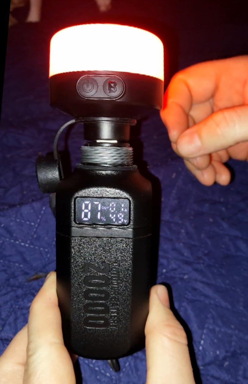 20,000mAh Rugged Power Bank with Fast Charge USB-C PD, IP68 Waterproof Shockproof, Includes 420lm Bright Camping Lantern, Tactical Outdoor Charger for Hiking Camping Survival Emergency（Black） customer photo 2