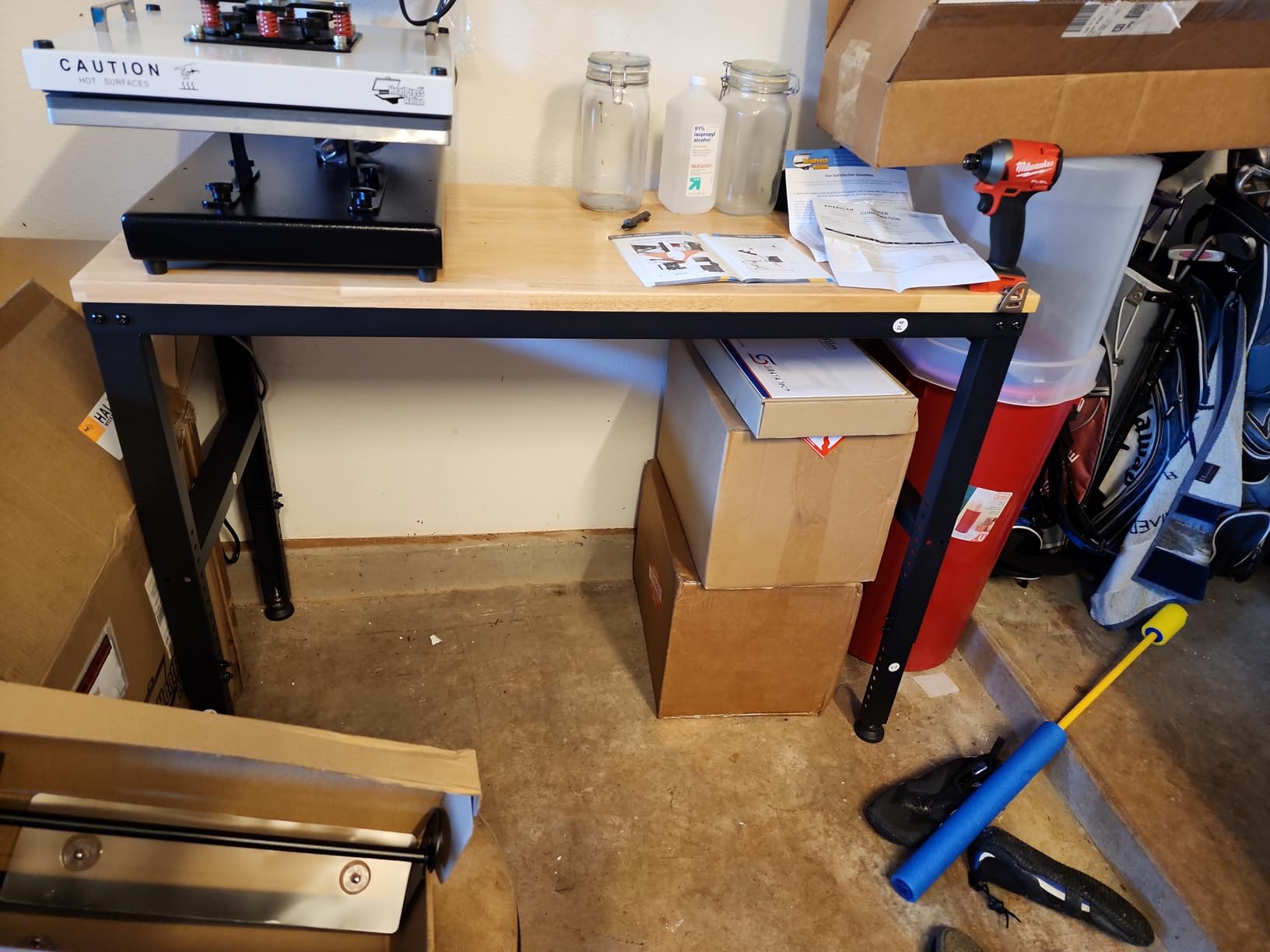 VEVOR Adjustable Workbench, 5000 lbs Capacity, 72 x 24 Inch Oak Wood Top Workstation with 4 AC Outlets & 2 USB Ports, Heavy-Duty Hardwood Worktable for Garage, Workshop, Home, Office, Commercial customer photo 1