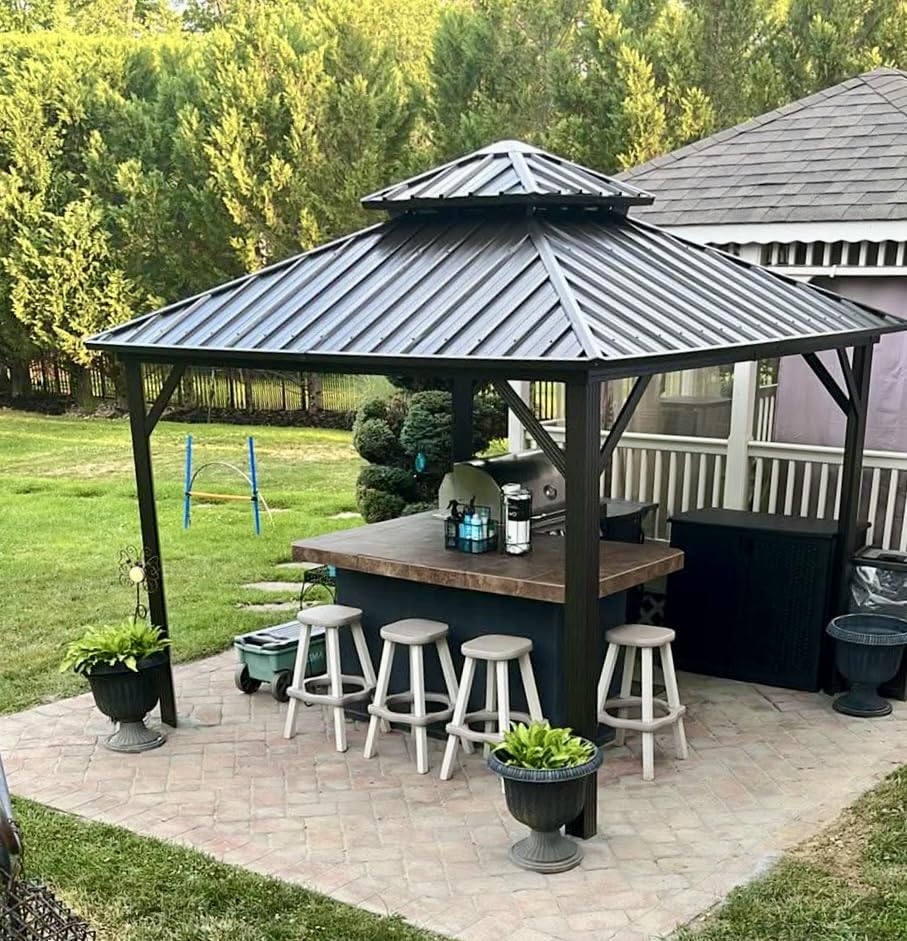 PURPLE LEAF Outdoor Hardtop Gazebo 12' X 16' Solarium Double Roof Bronze customer photo 2