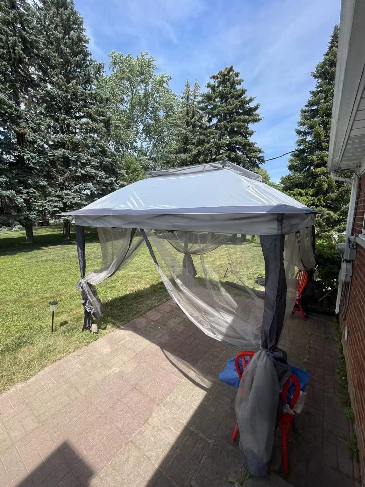 MASTERCANOPY 11x11 ft Pop Up Gazebo with Netting Screen Walls, Khaki customer photo 1