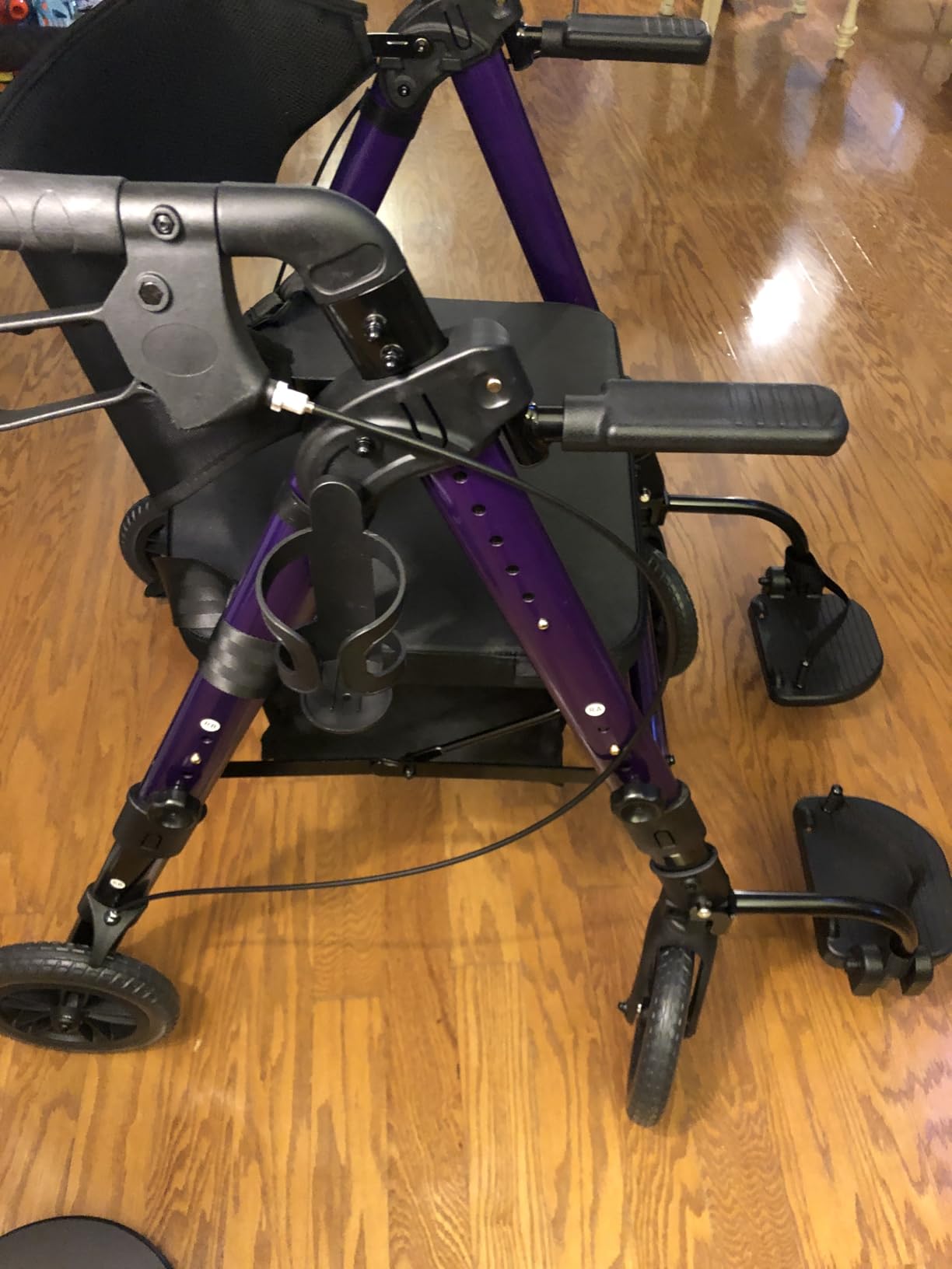 Heavy Duty Rollator Walkers for Seniors with Seat, Foldable 2 in 1 Rolling Walker Wheelchair Combo for Adult, All Terrain Wheels, Adjustable 4 Wheel Walker with Brake, 450 lb. Weight Capacity, Black customer photo 1
