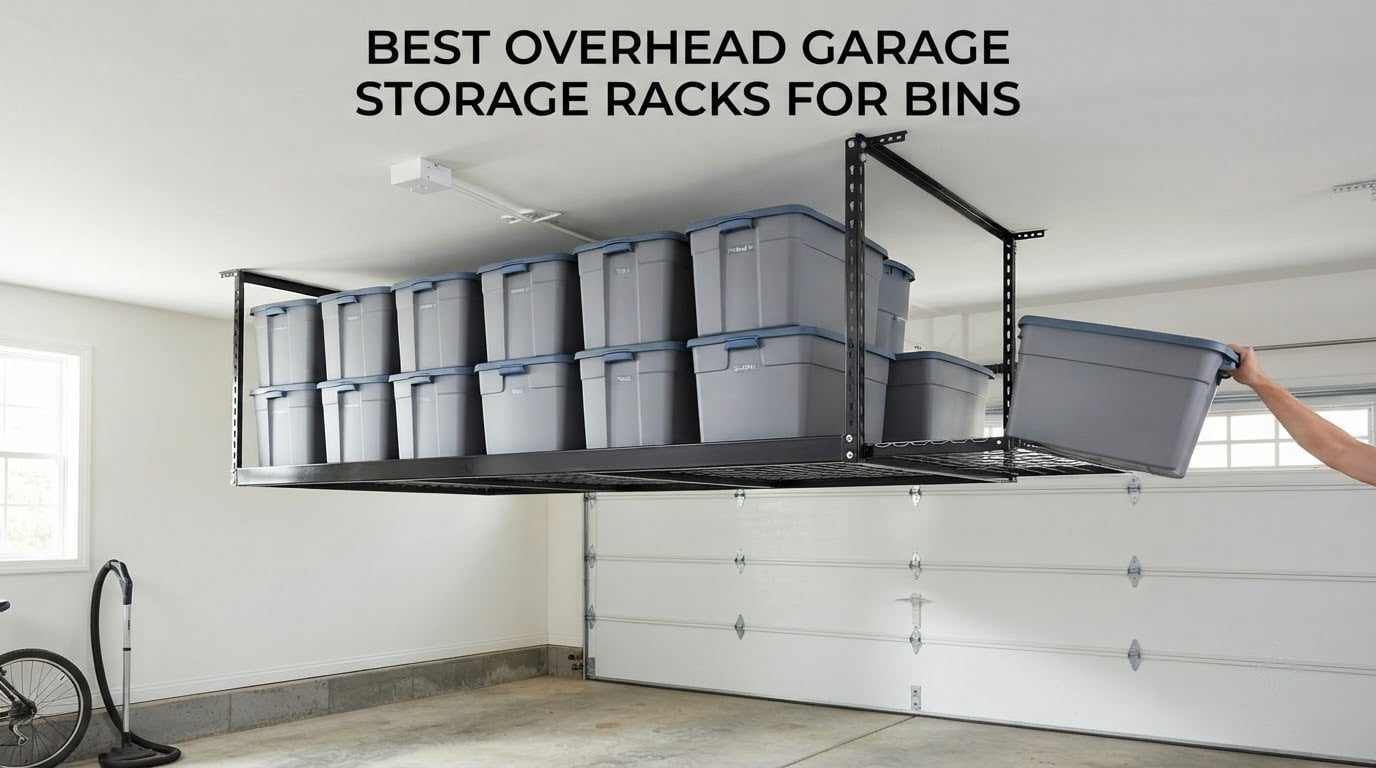 best overhead garage storage racks for bins